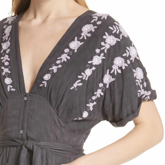 FREE PEOPLE Embroidered Tie Waist Midi Dress - Picture 5 of 7